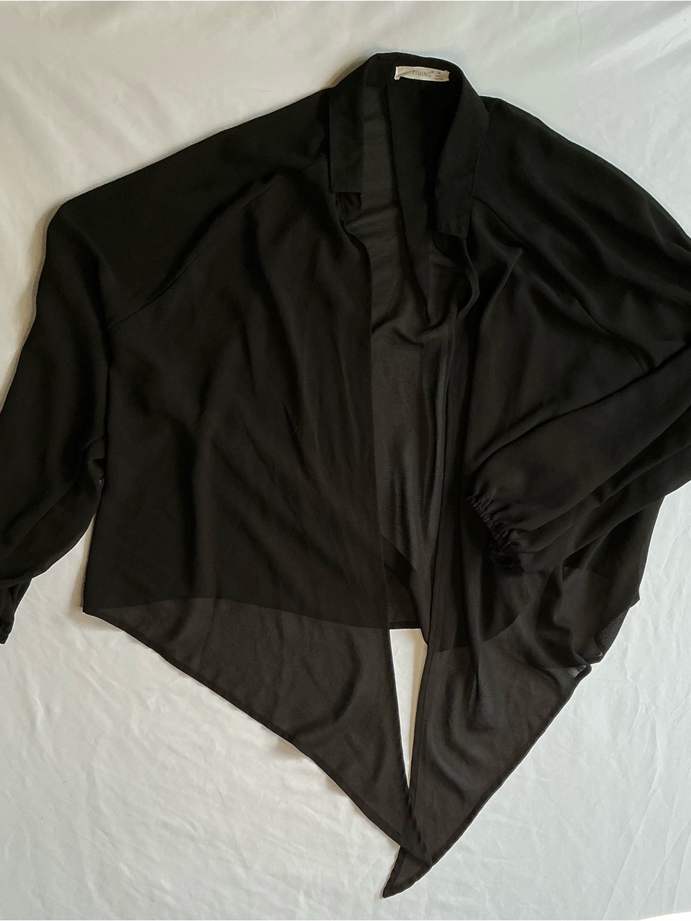 Timing Black Open-Front Draped Cardigan
